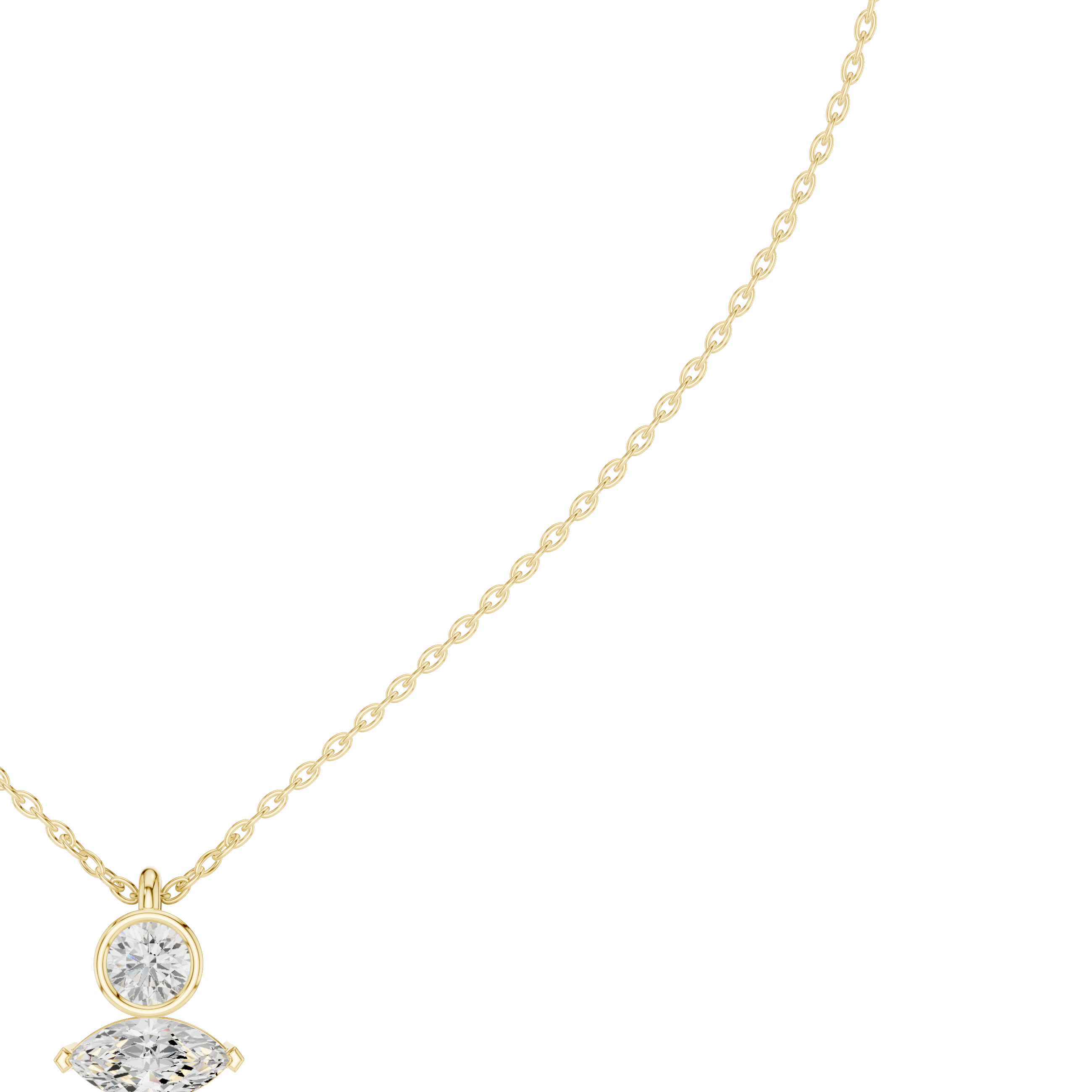Luxury Marquise & Round Diamond Minimal Pendant in 14K Gold