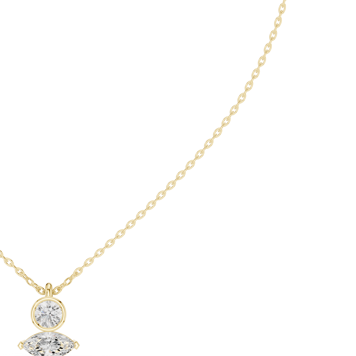 Luxury Marquise & Round Diamond Minimal Pendant in 14K Gold