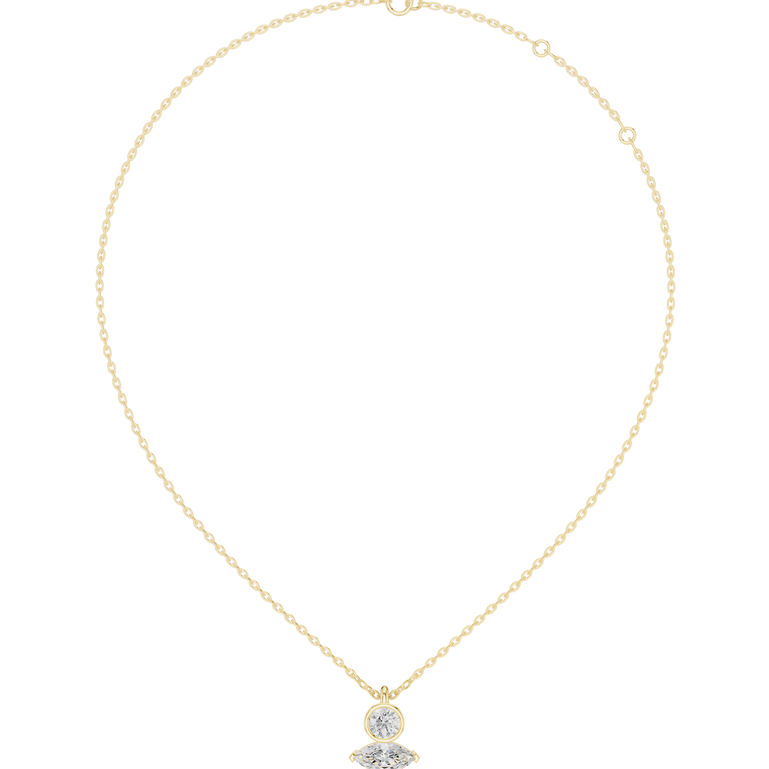 Luxury Marquise & Round Diamond Minimal Pendant in 14K Gold