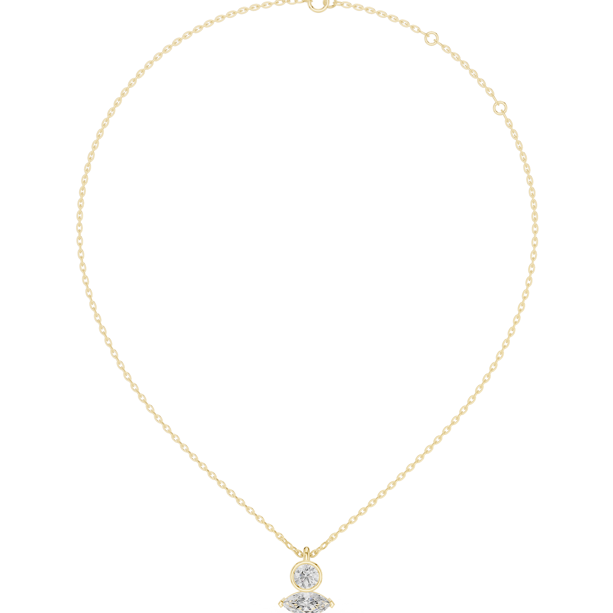 Luxury Marquise & Round Diamond Minimal Pendant in 14K Gold