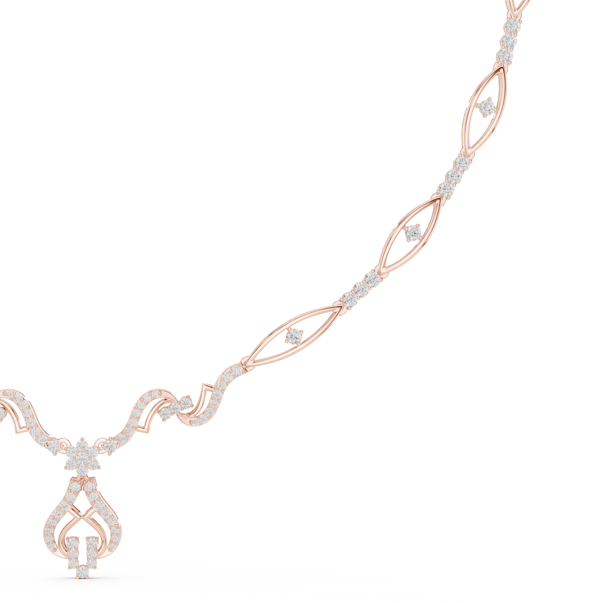 Luxury Diamond Designer Necklace in 14K Gold Finish