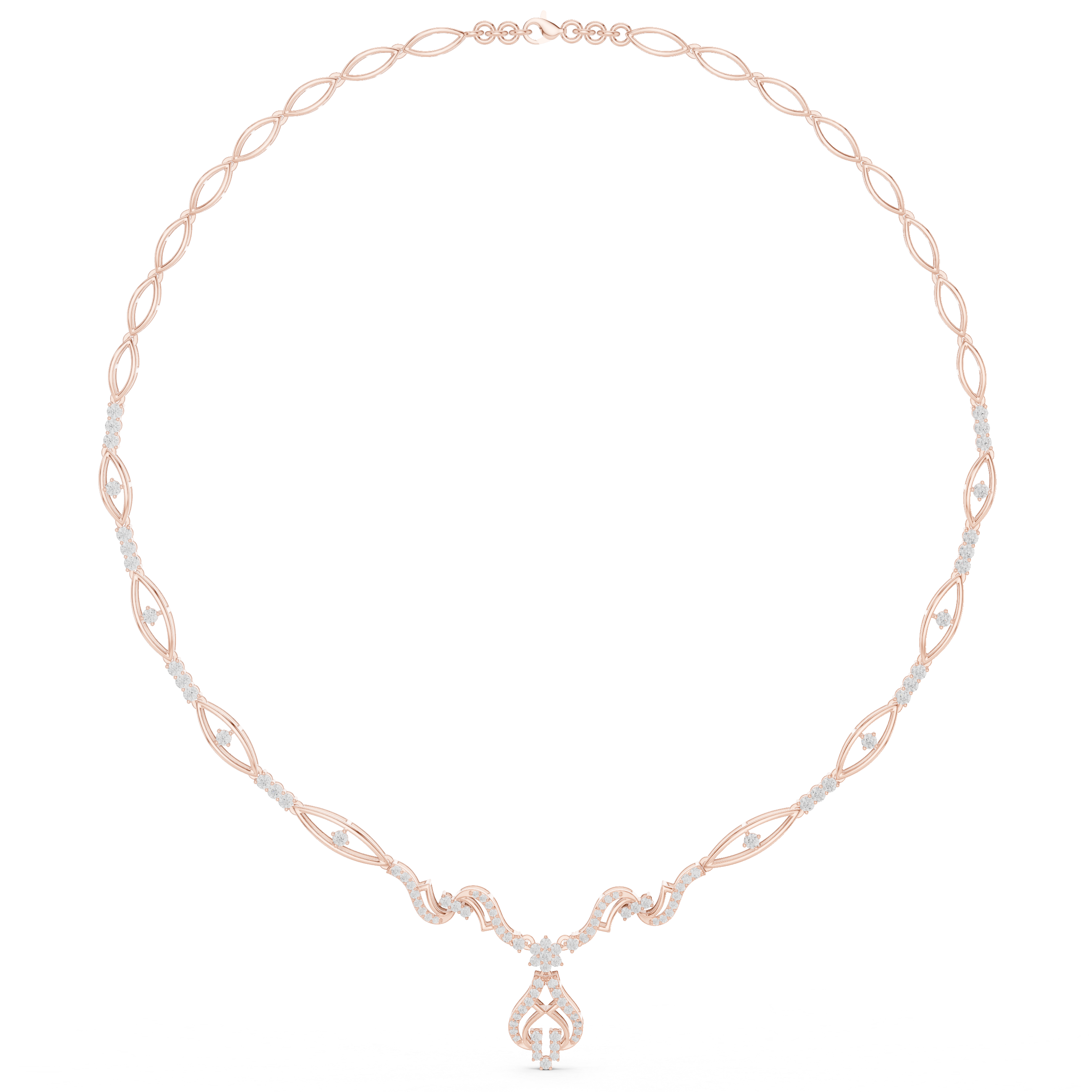 Luxury Diamond Designer Necklace in 14K Gold Finish