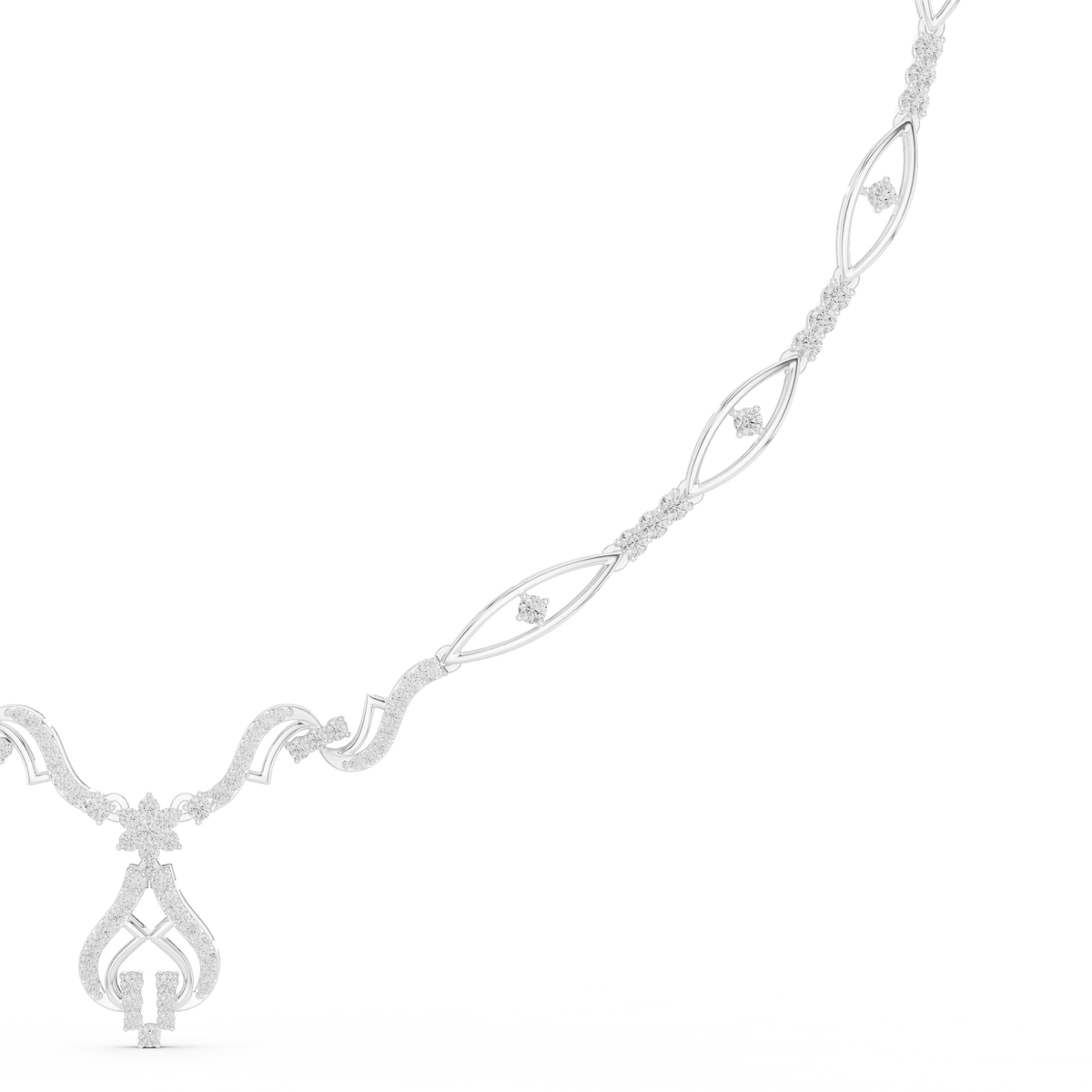 Luxury Diamond Designer Necklace in 14K Gold Finish