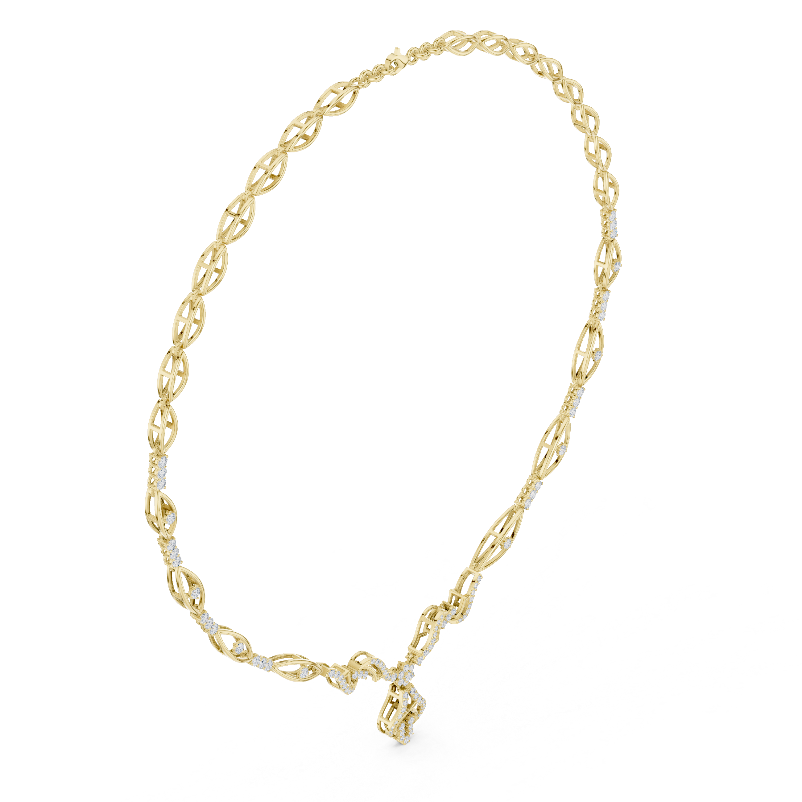 Luxury Diamond Designer Necklace in 14K Gold Finish