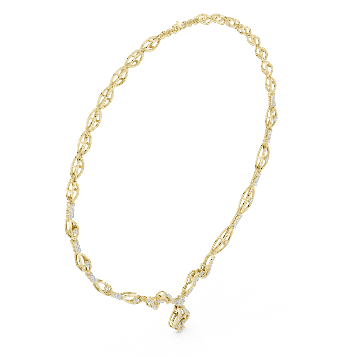 Luxury Diamond Designer Necklace in 14K Gold Finish