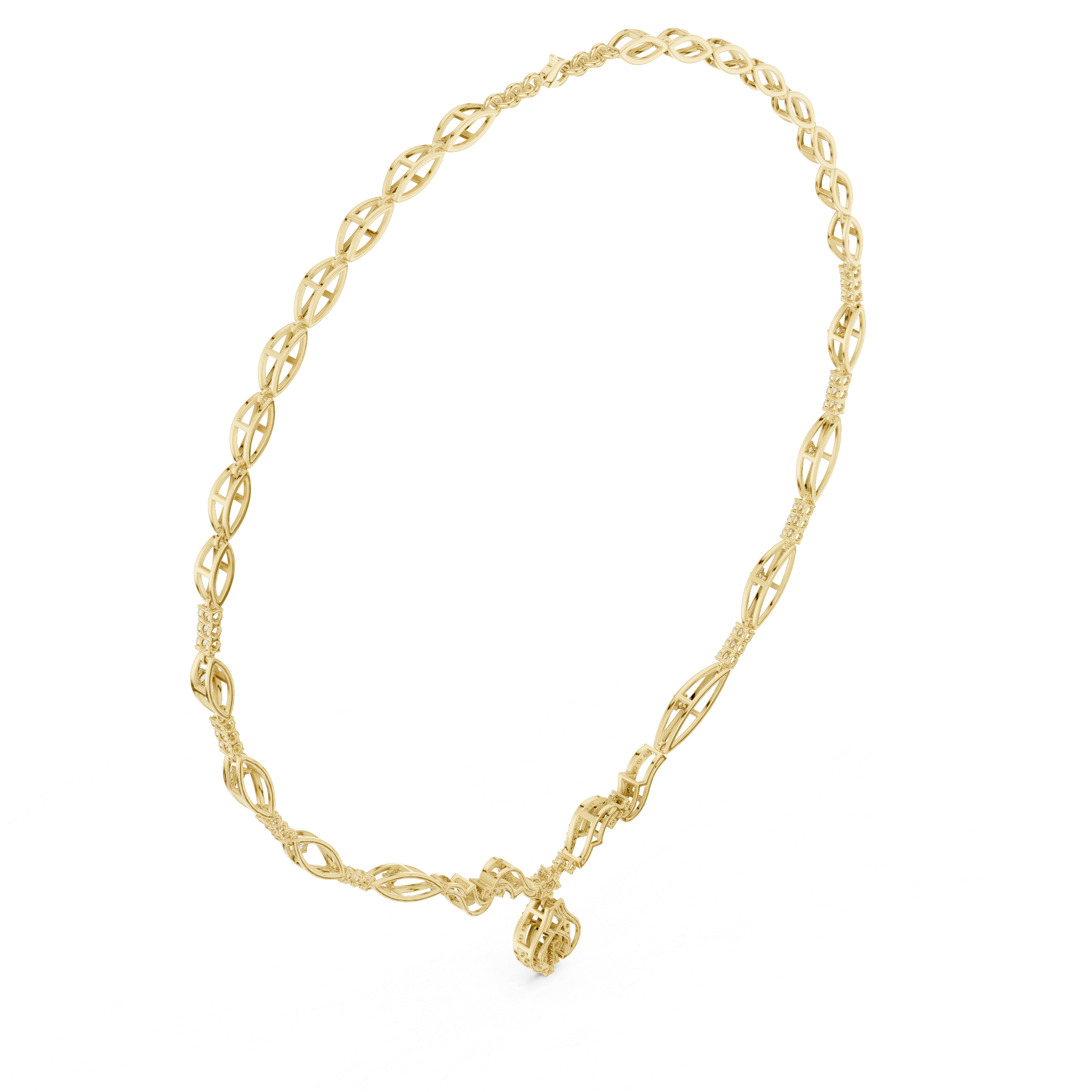 Luxury Diamond Designer Necklace in 14K Gold Finish