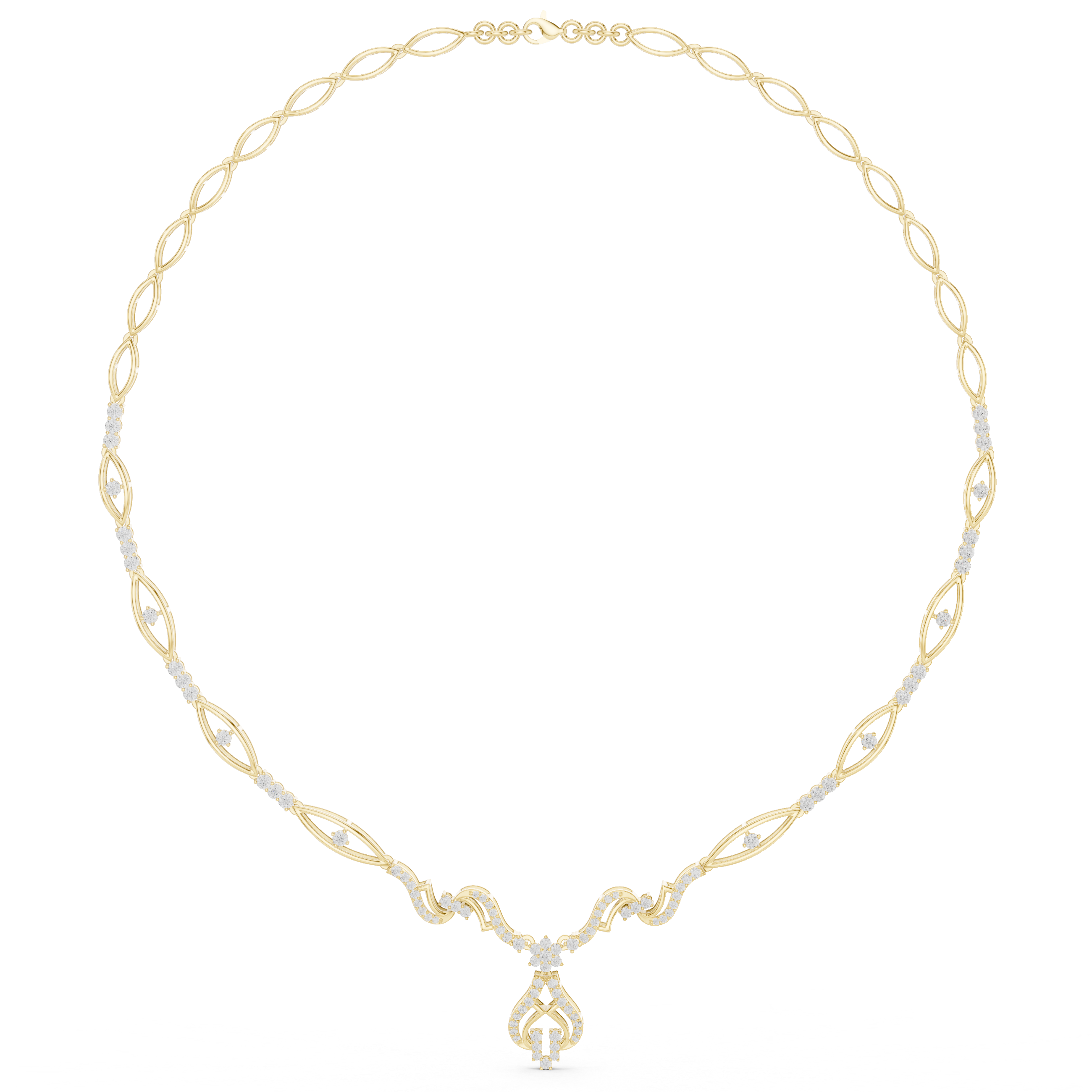 Luxury Diamond Designer Necklace in 14K Gold Finish