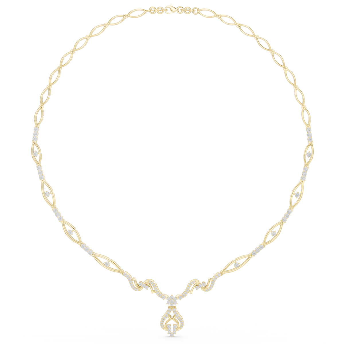Luxury Diamond Designer Necklace in 14K Gold Finish