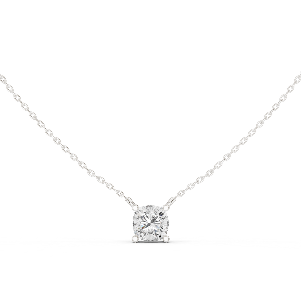 Luxury Cushion Cut Diamond Solitaire Pendant in 18K Gold