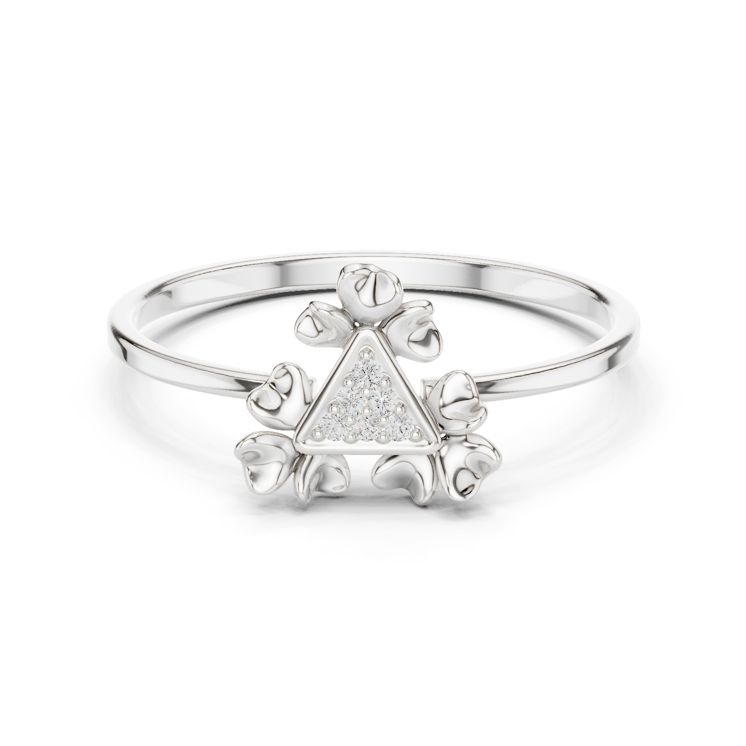 Triangle Bloom Diamond Ring in 18K Gold