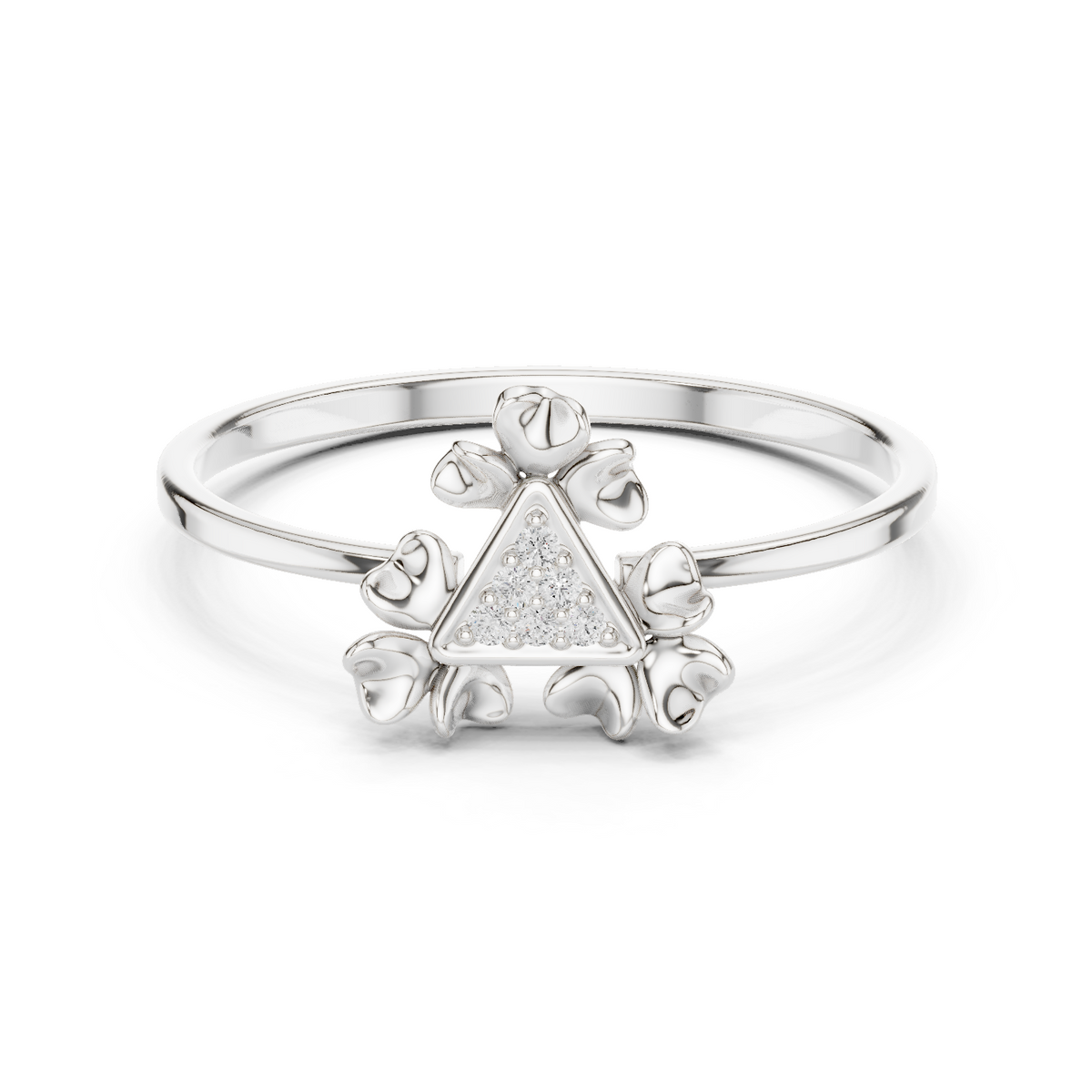 Triangle Bloom Diamond Ring in 18K Gold