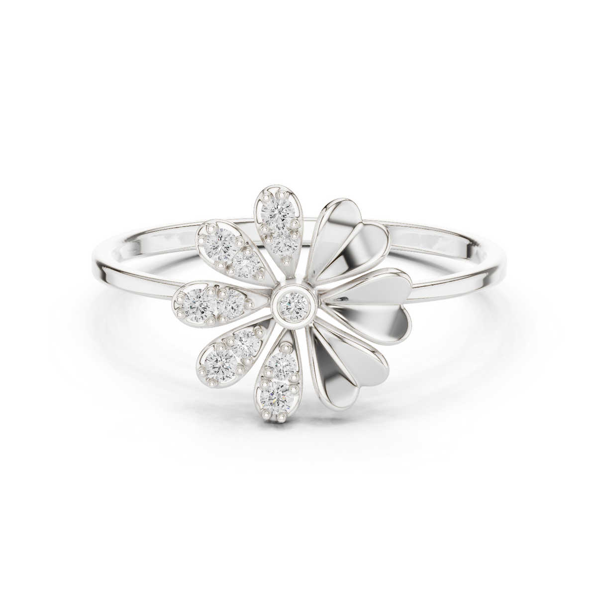 Floral Halo Diamond Ring in 18K Gold
