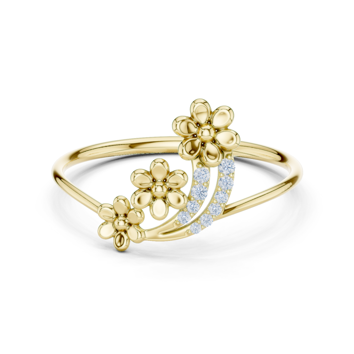 Floral Diamond Cluster Ring in 18K Gold