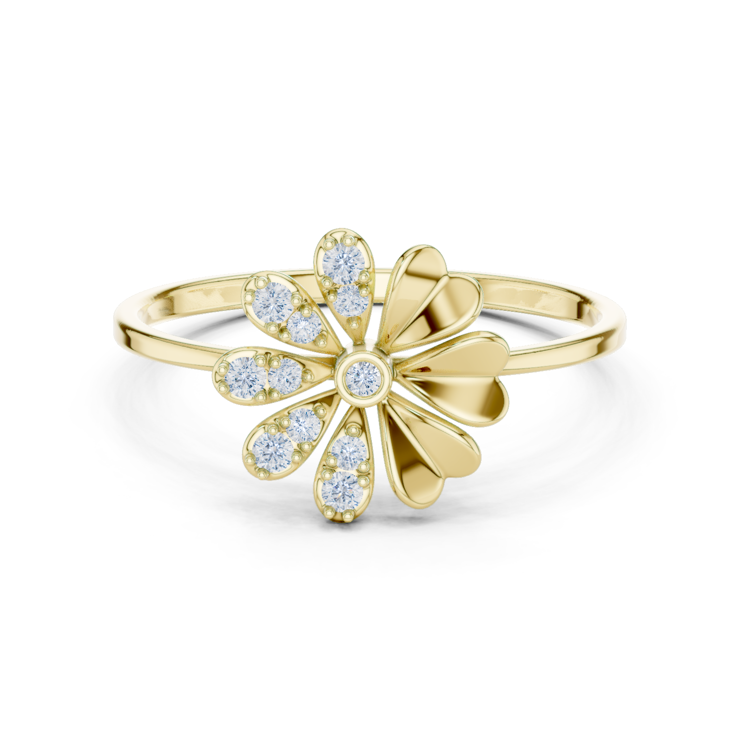 Floral Halo Diamond Ring in 18K Gold