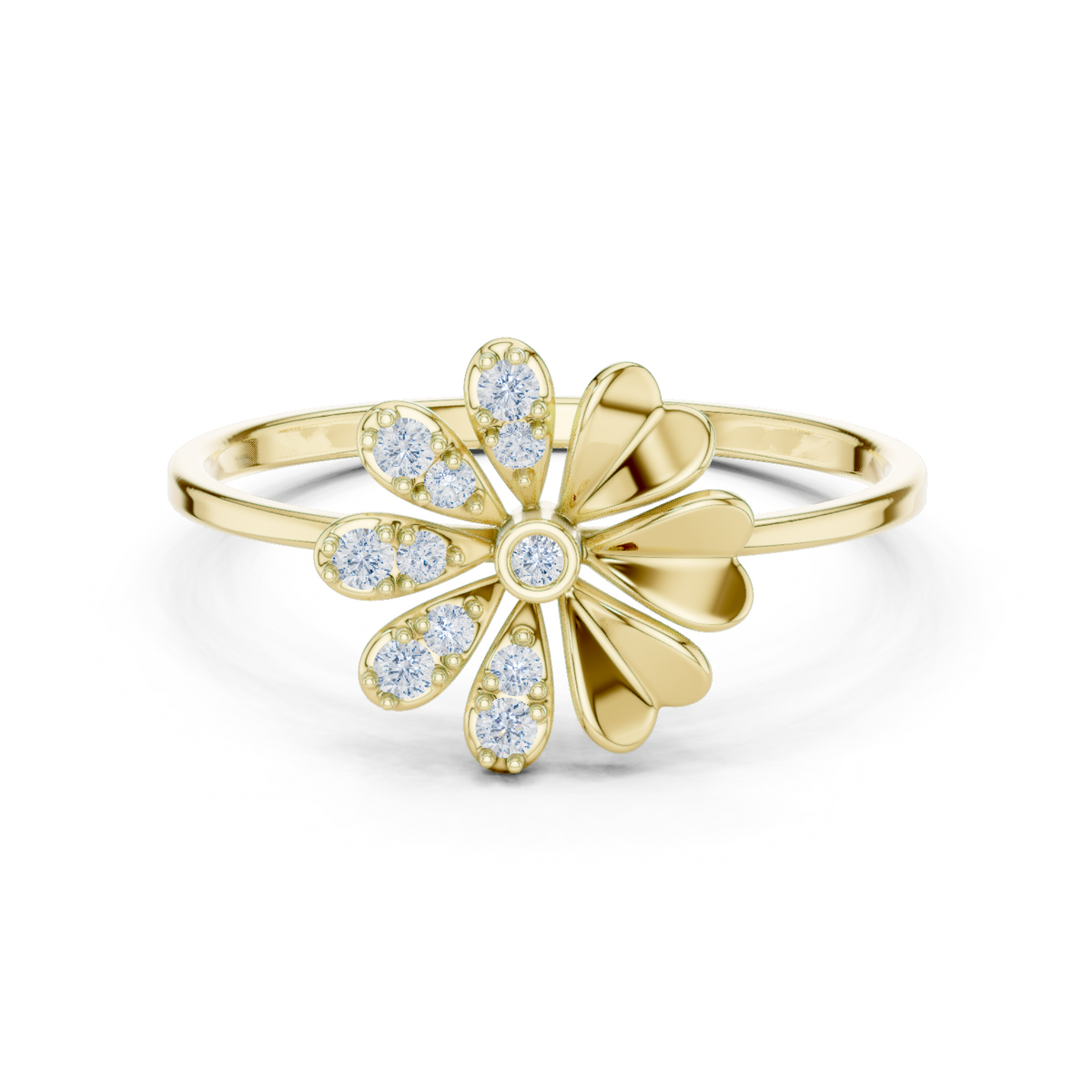 Floral Halo Diamond Ring in 18K Gold