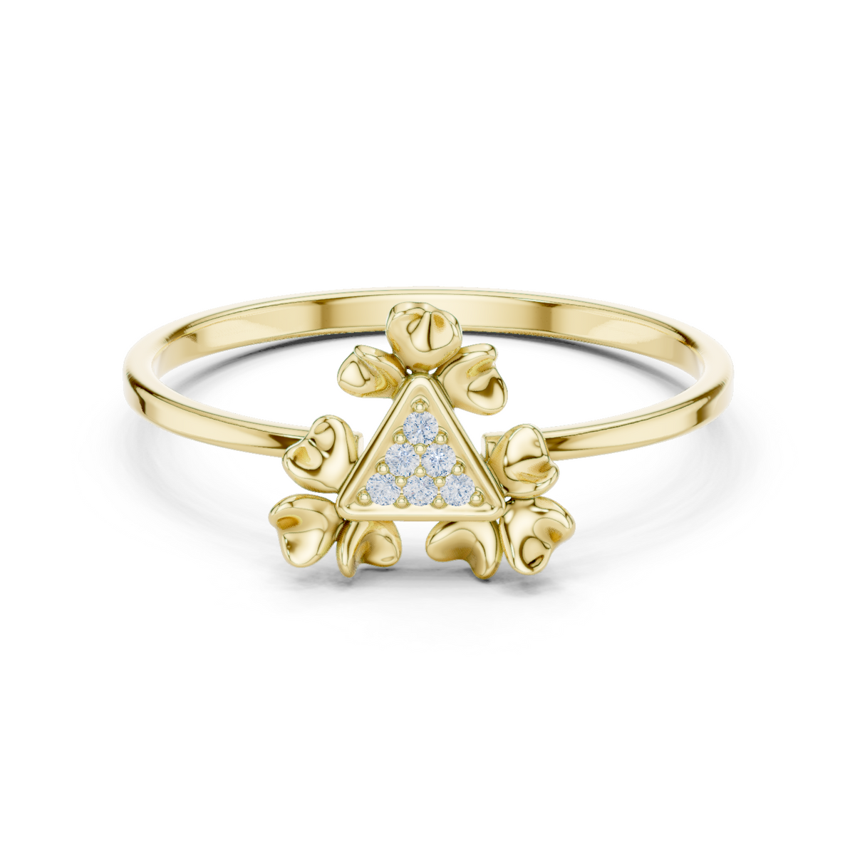Triangle Bloom Diamond Ring in 18K Gold