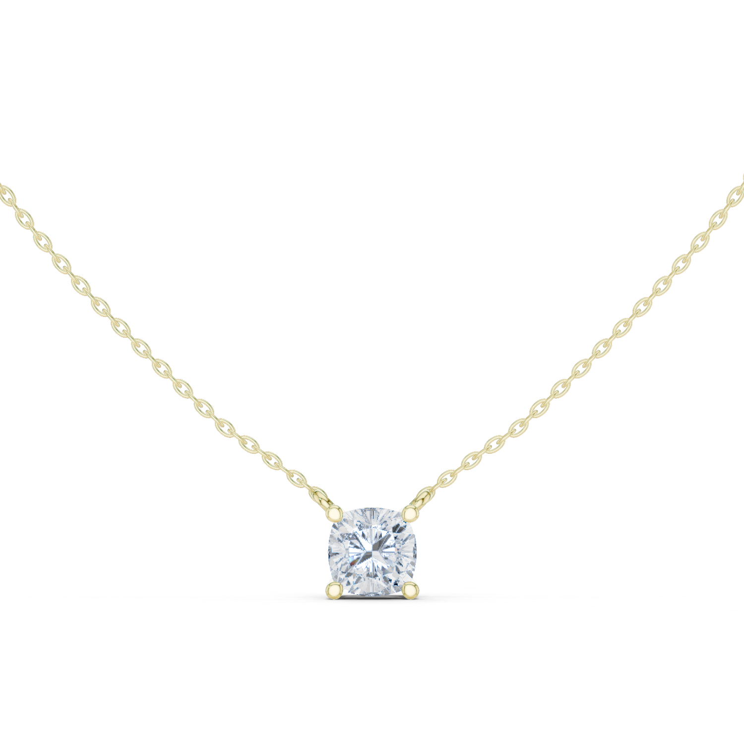 Luxury Cushion Cut Diamond Solitaire Pendant in 18K Gold