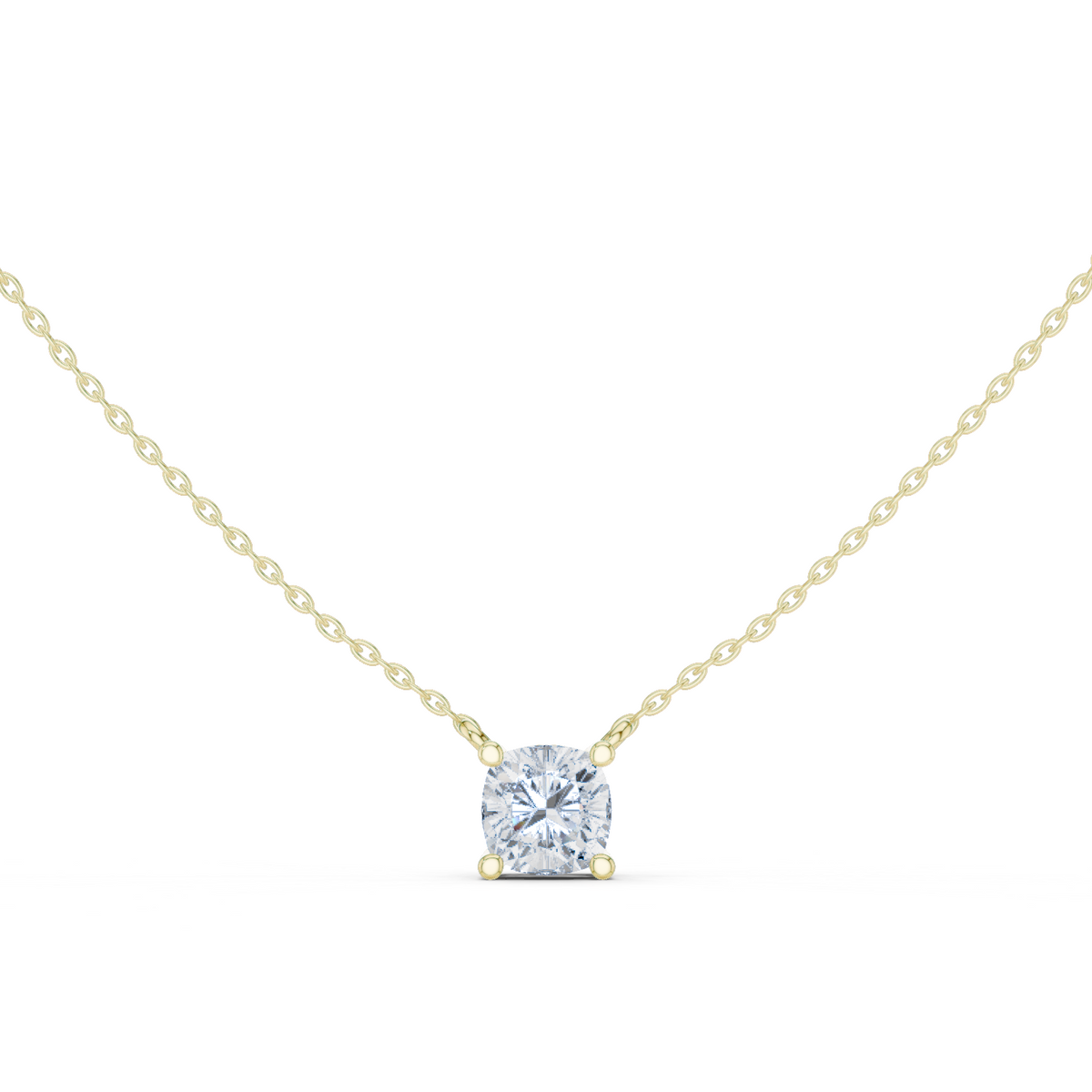 Luxury Cushion Cut Diamond Solitaire Pendant in 18K Gold