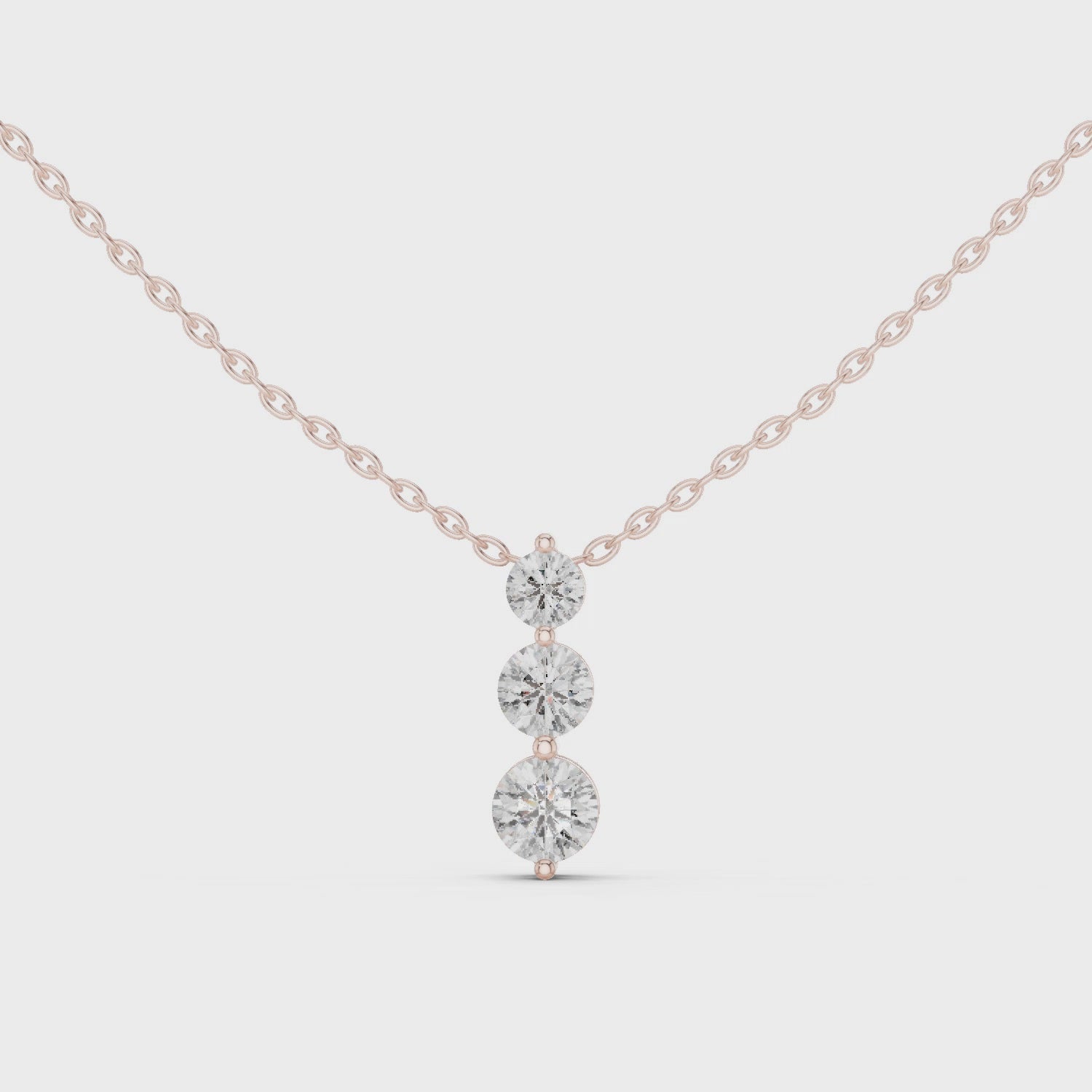 Elegant Triple-Drop Diamond Pendant in High-Polish Collet Setting
