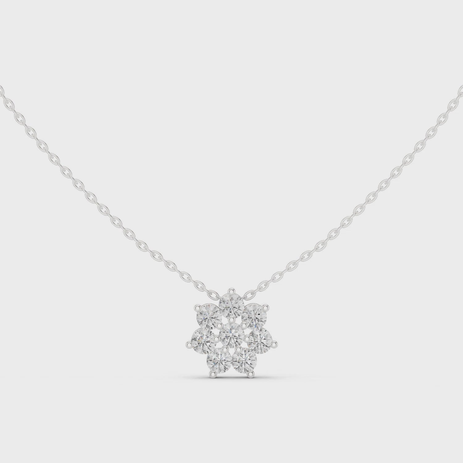 Elegant Round Diamond Floral Pendant Necklace in Fine Gold