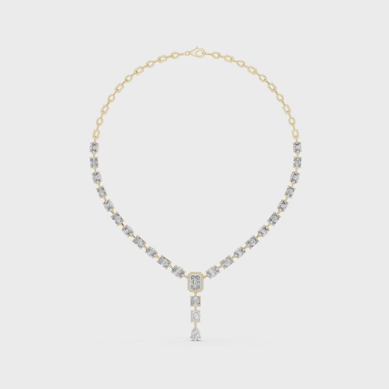 Radiant Oval & Pear Diamond Drop Necklace