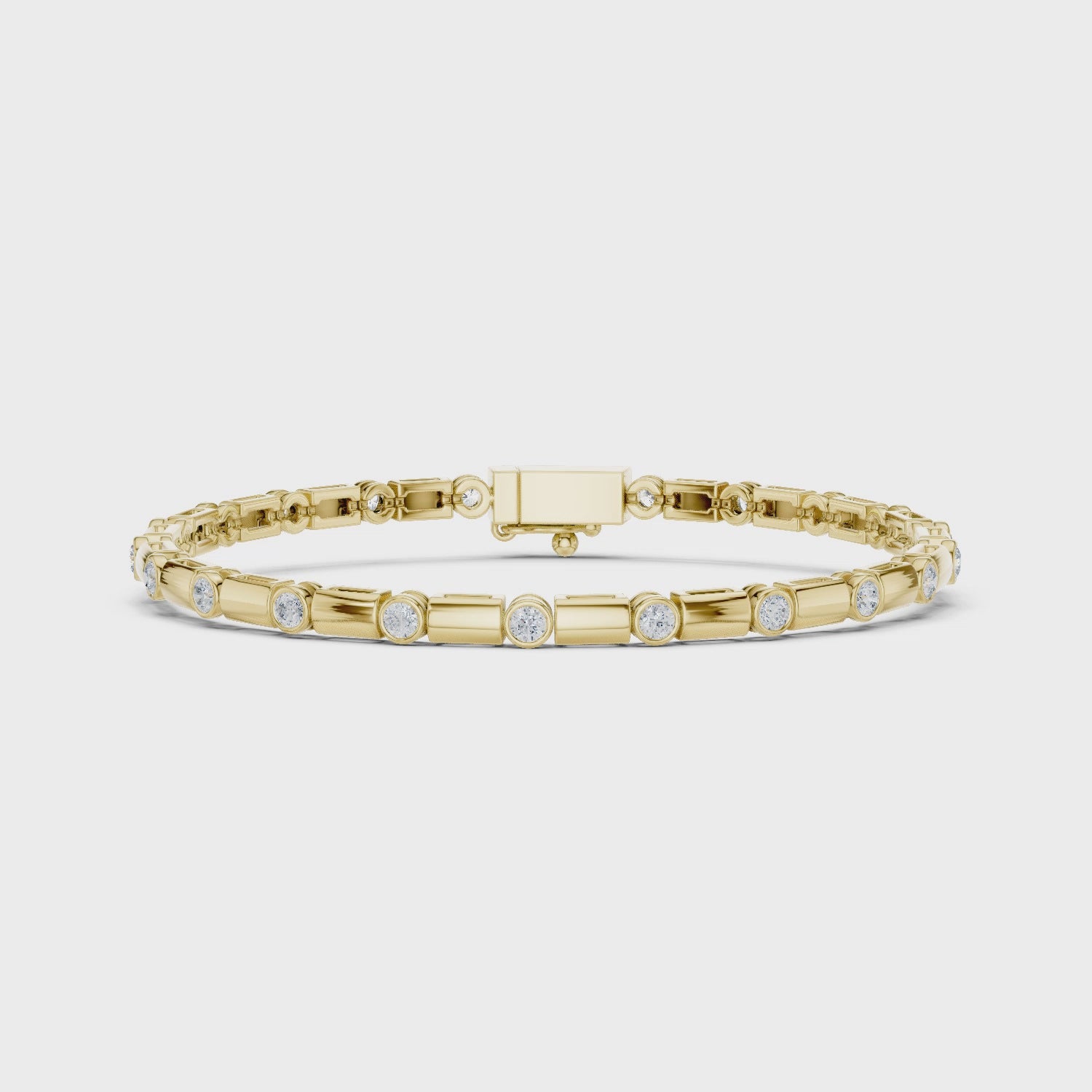 Luxury Men’s Bezel-Set Diamond Tennis Bracelet in 14K Gold