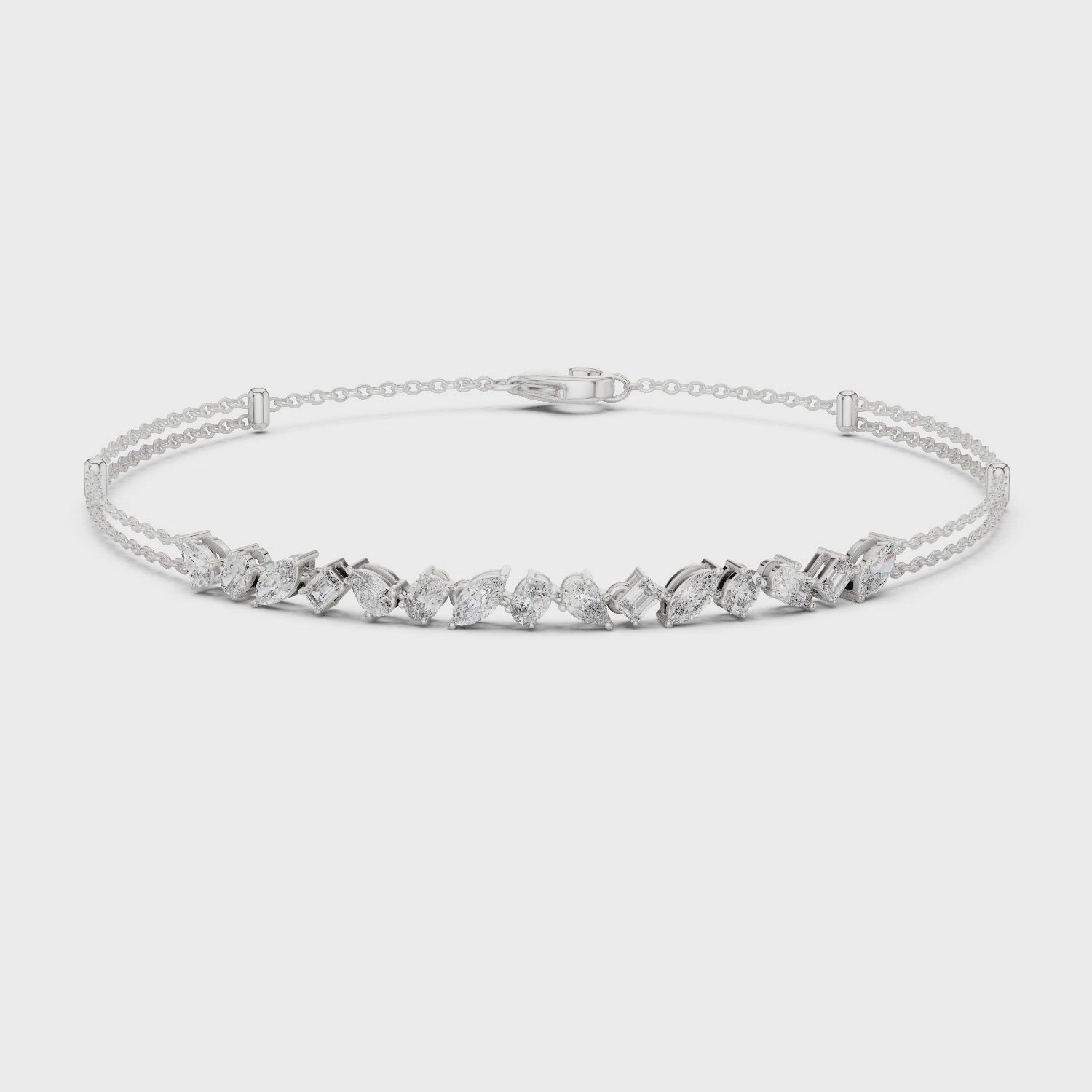 Luxury Multi-Shape Diamond Chain Bracelet in 14K Gold