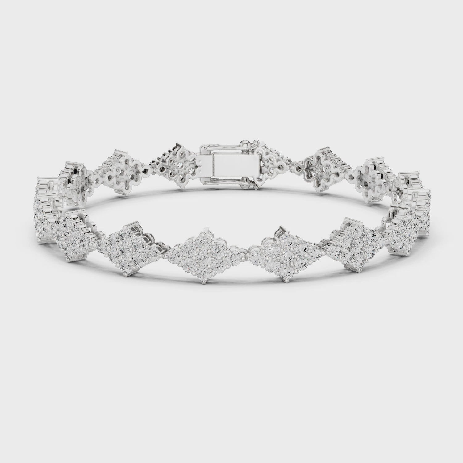 Luxury Cluster Diamond Tennis Bracelet in 14K Gold