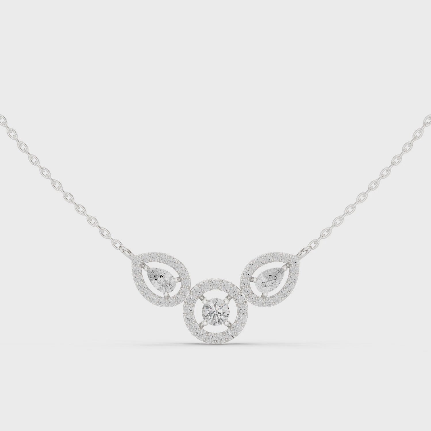 Triple Teardrop Diamond Cluster Pendant Necklace in Fine Gold