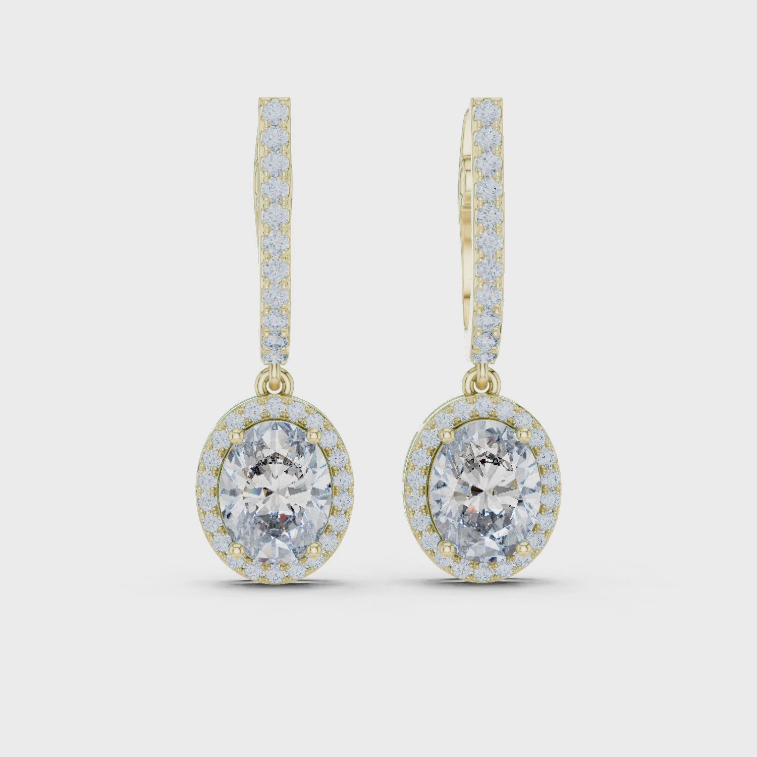 Luxury Oval Diamond Drop Earrings in 18K Gold