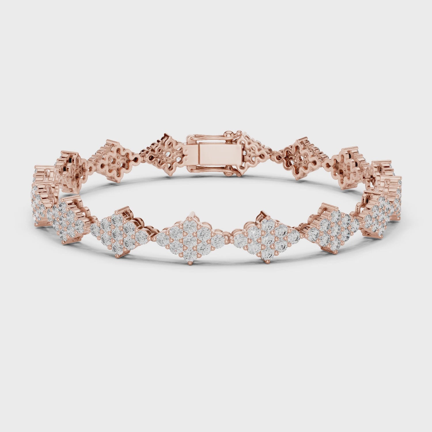 Luxury Cluster Diamond Tennis Bracelet in 14K Gold
