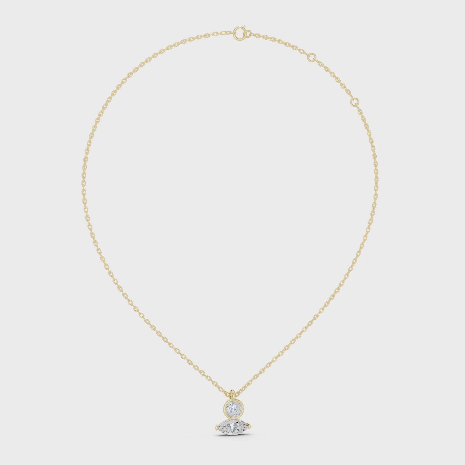 Luxury Marquise & Round Diamond Minimal Pendant in 14K Gold