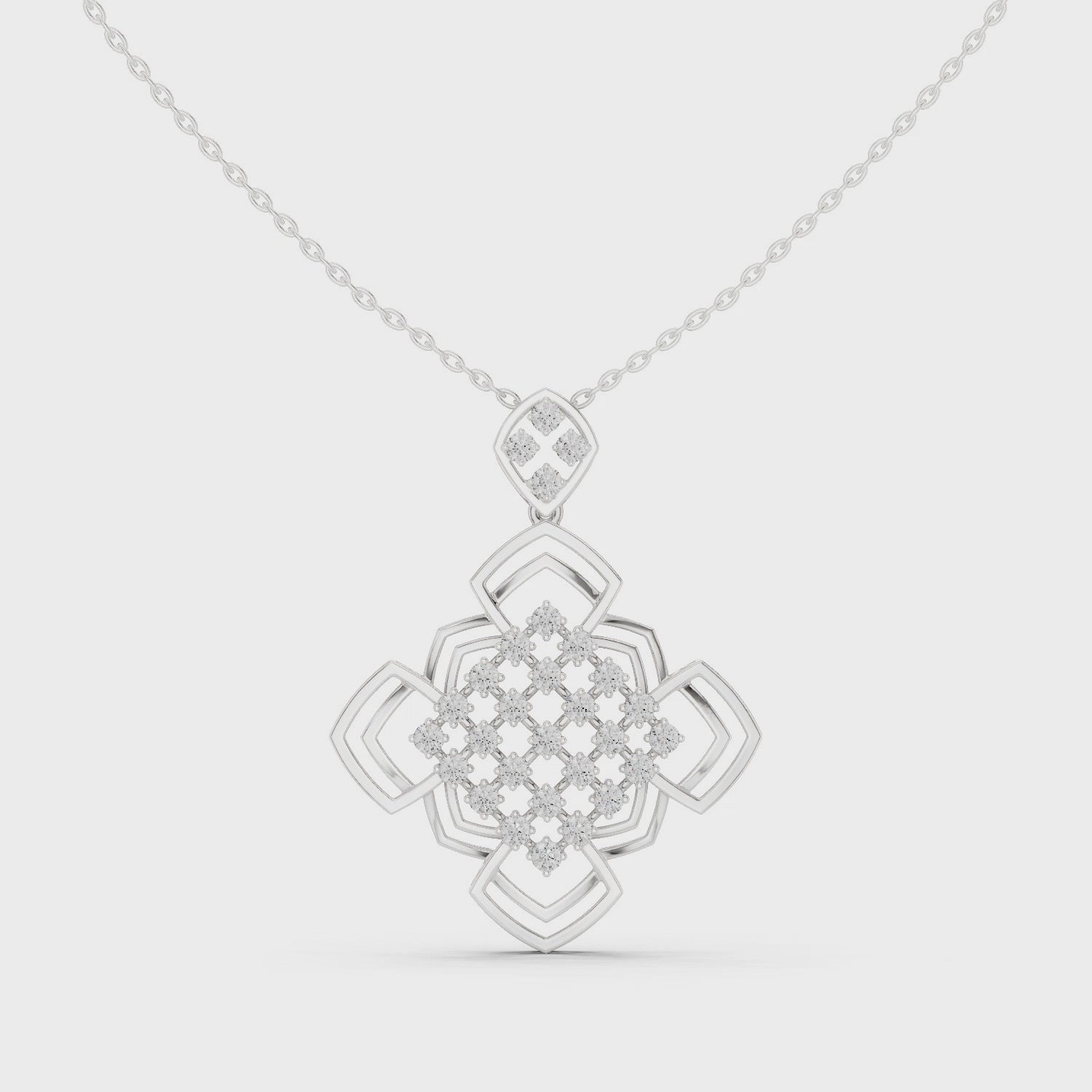 Luxury Geometric Floral Lab-Grown Diamond Pendant in 18K Gold