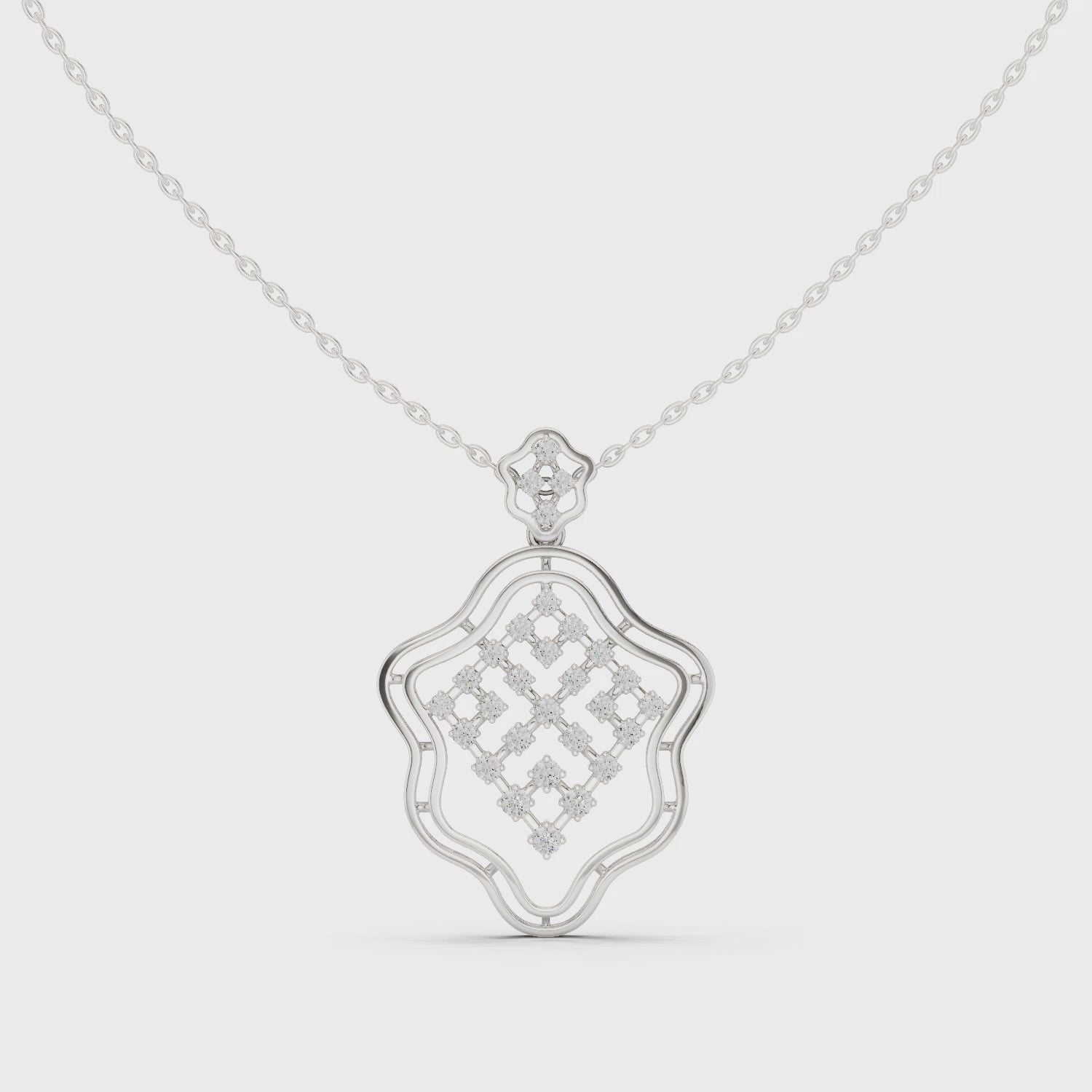 Luxury Geometric Lattice Lab-Grown Diamond Pendant
