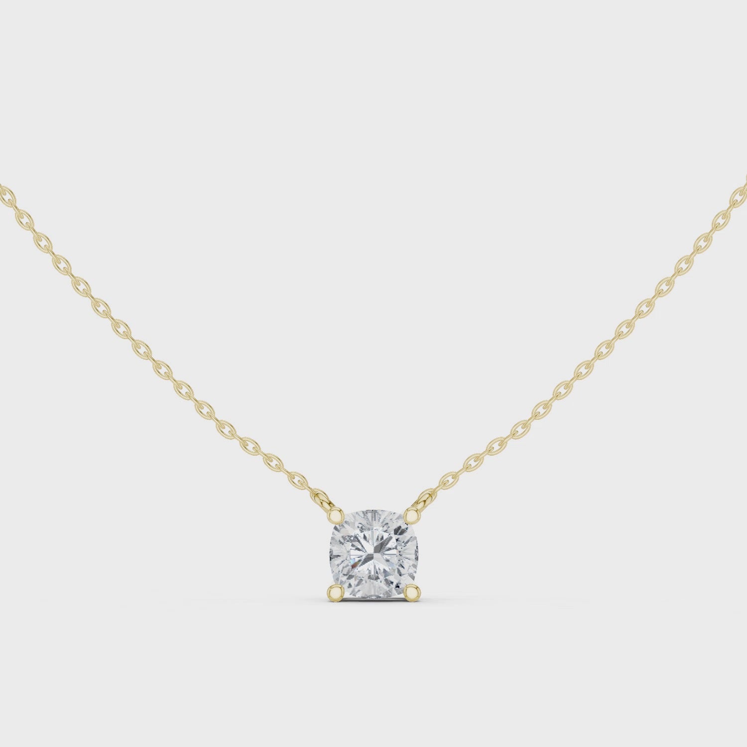 Luxury Cushion Cut Diamond Solitaire Pendant in 18K Gold