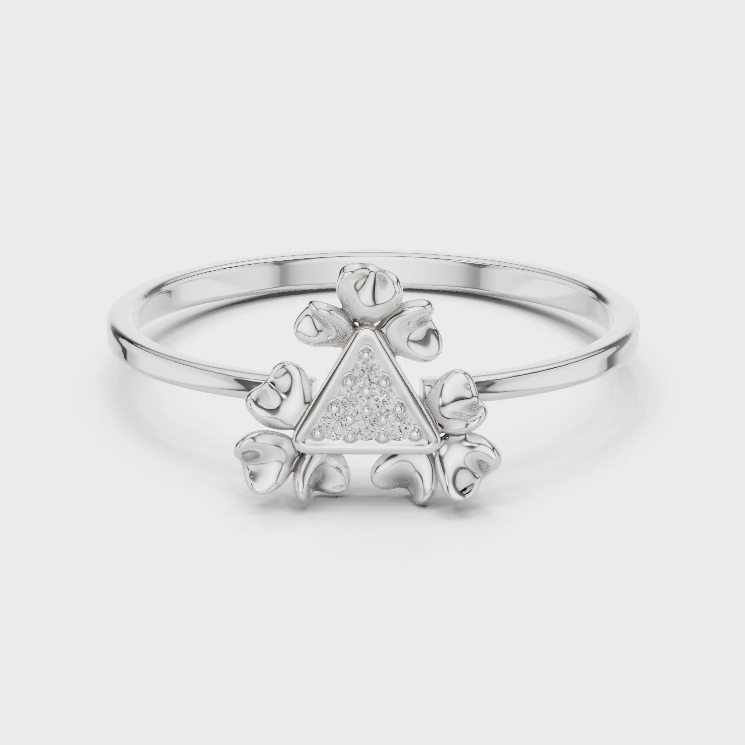 Triangle Bloom Diamond Ring in 18K Gold