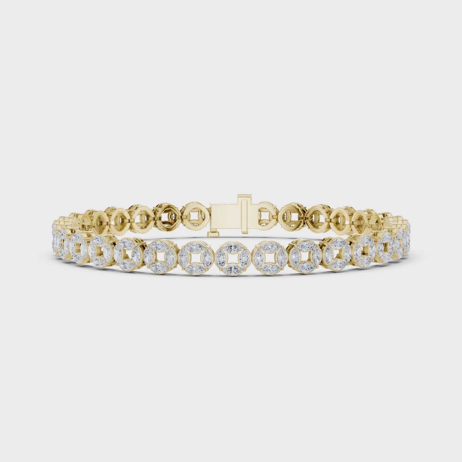 Luxury Marquise Diamond Men’s Tennis Bracelet in 14K Gold