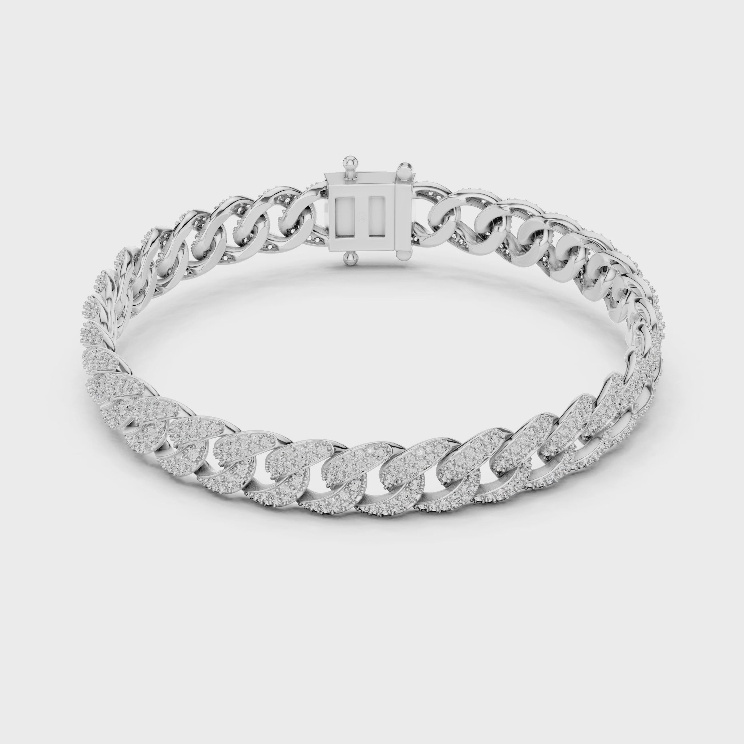 Luxury Diamond Pavé Cuban Link Bracelet in Premium Silver