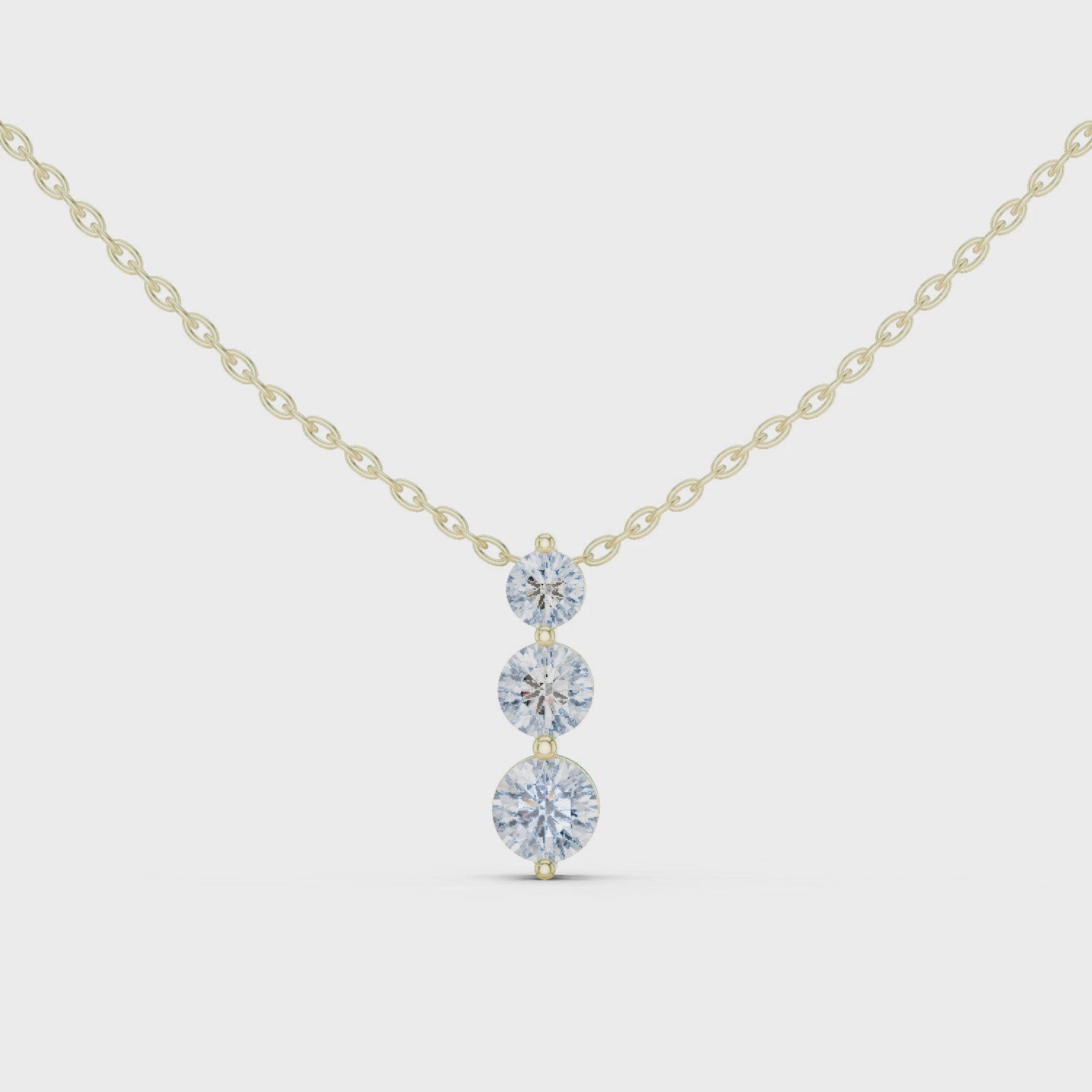 Elegant Triple-Drop Diamond Pendant in High-Polish Collet Setting