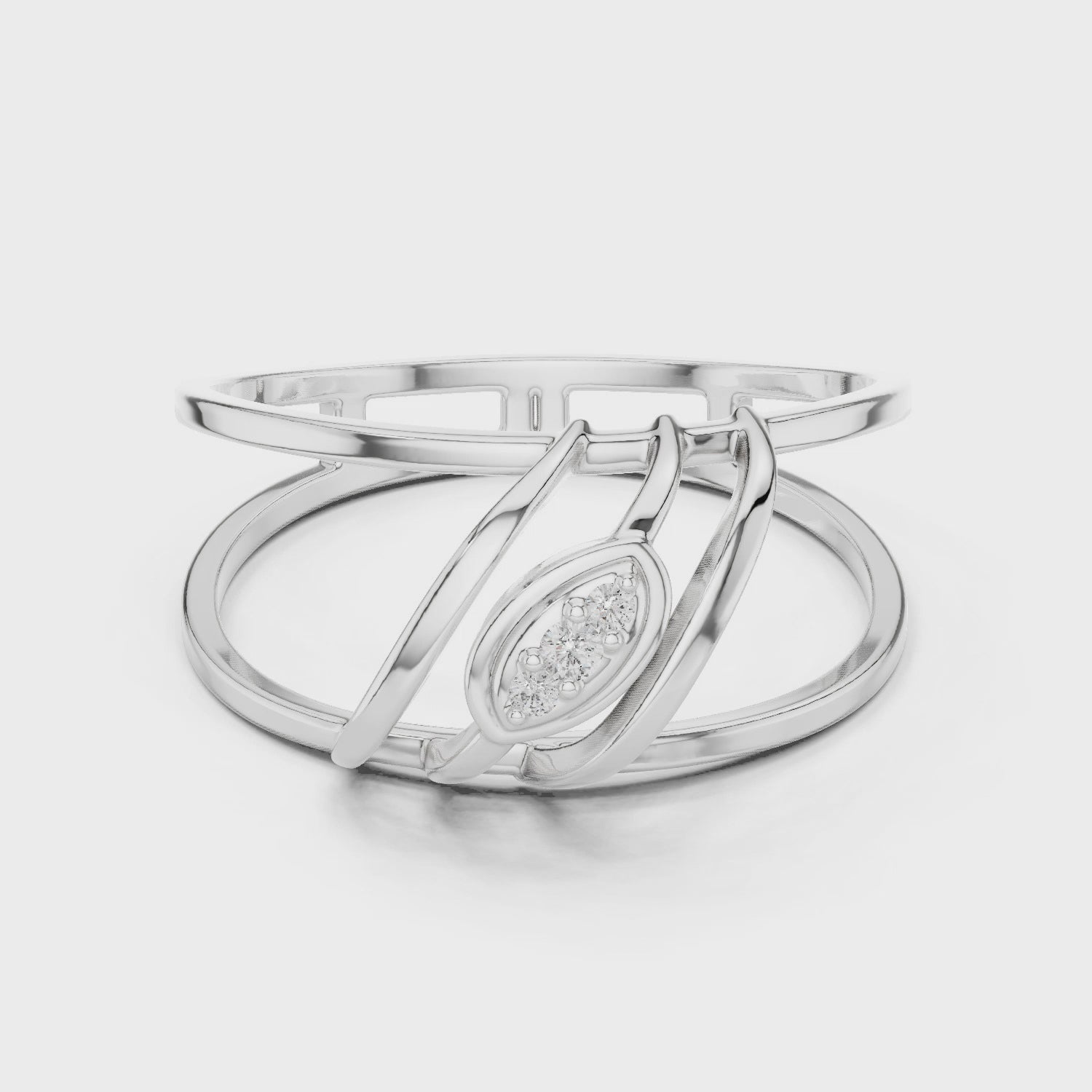 Elegant Three-Stone Diamond Gold Designer Engagement Ring