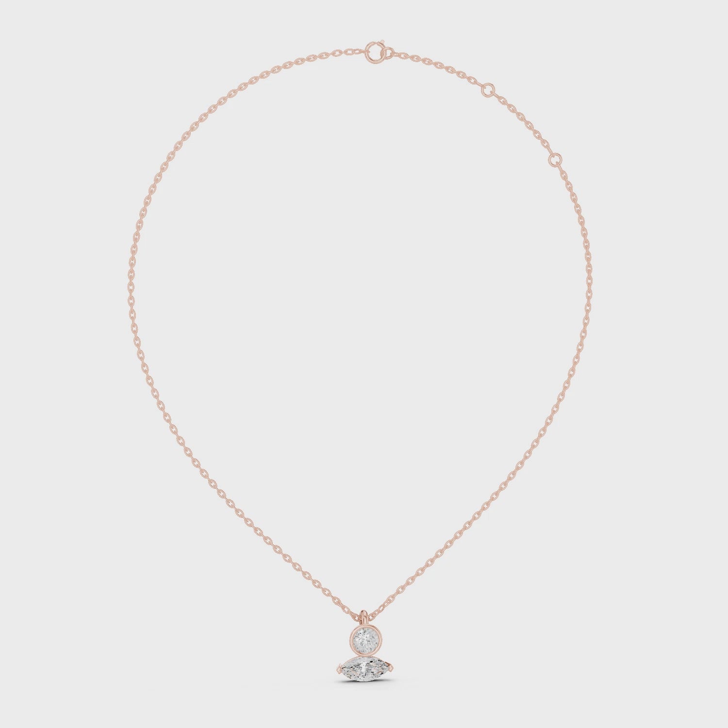 Luxury Marquise & Round Diamond Minimal Pendant in 14K Gold