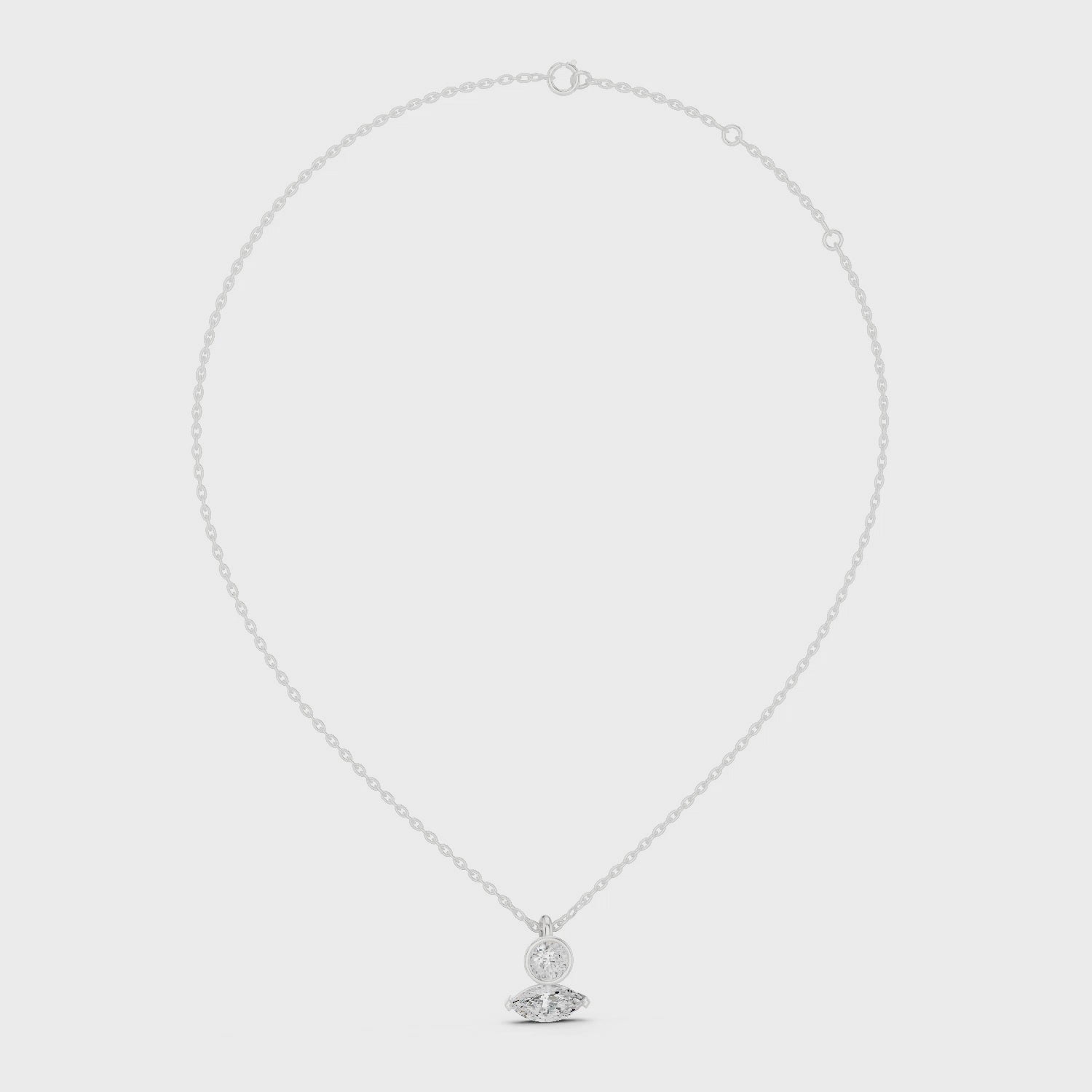 Luxury Marquise & Round Diamond Minimal Pendant in 14K Gold