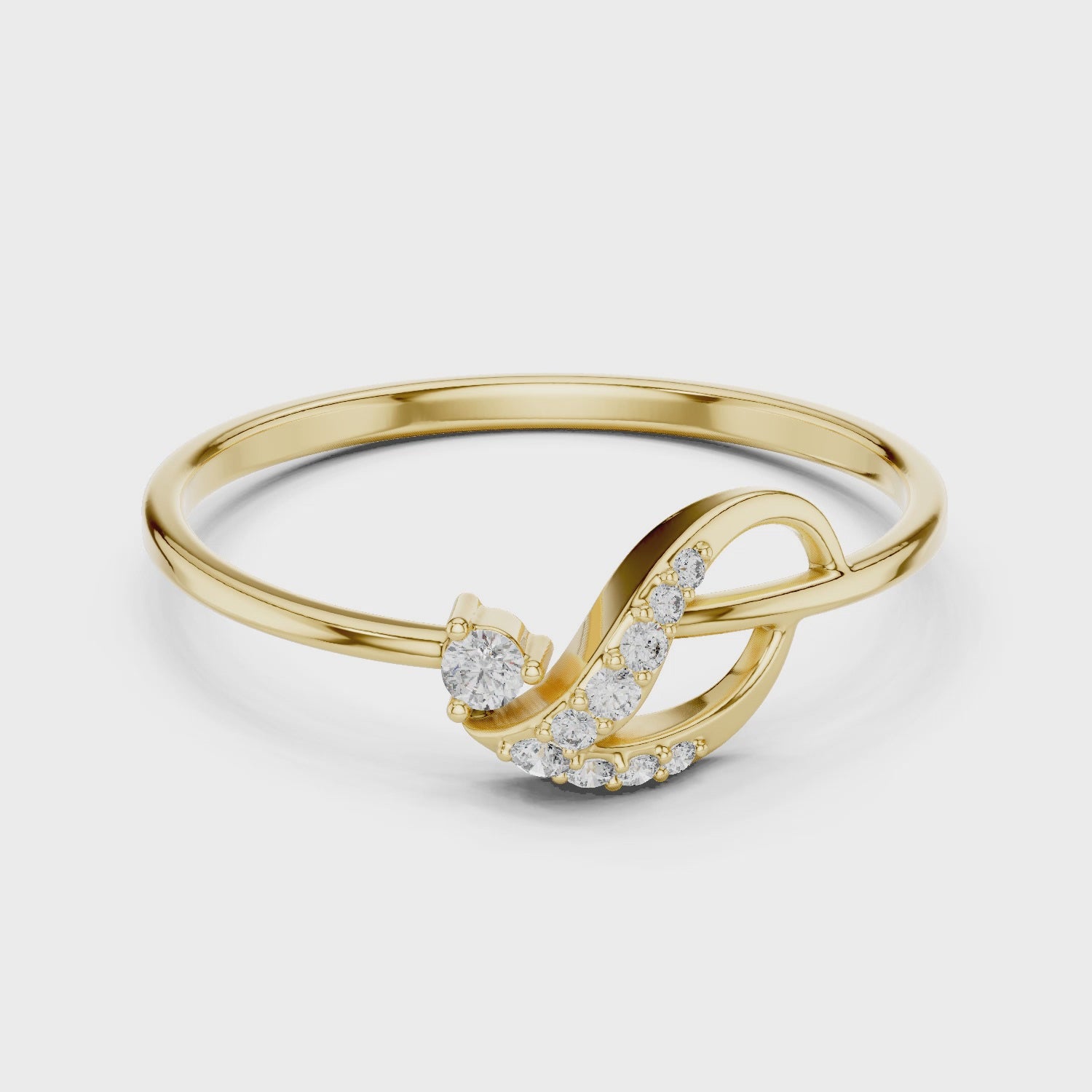 Luxury Curved Diamond Designer Ring in 14KT Gold