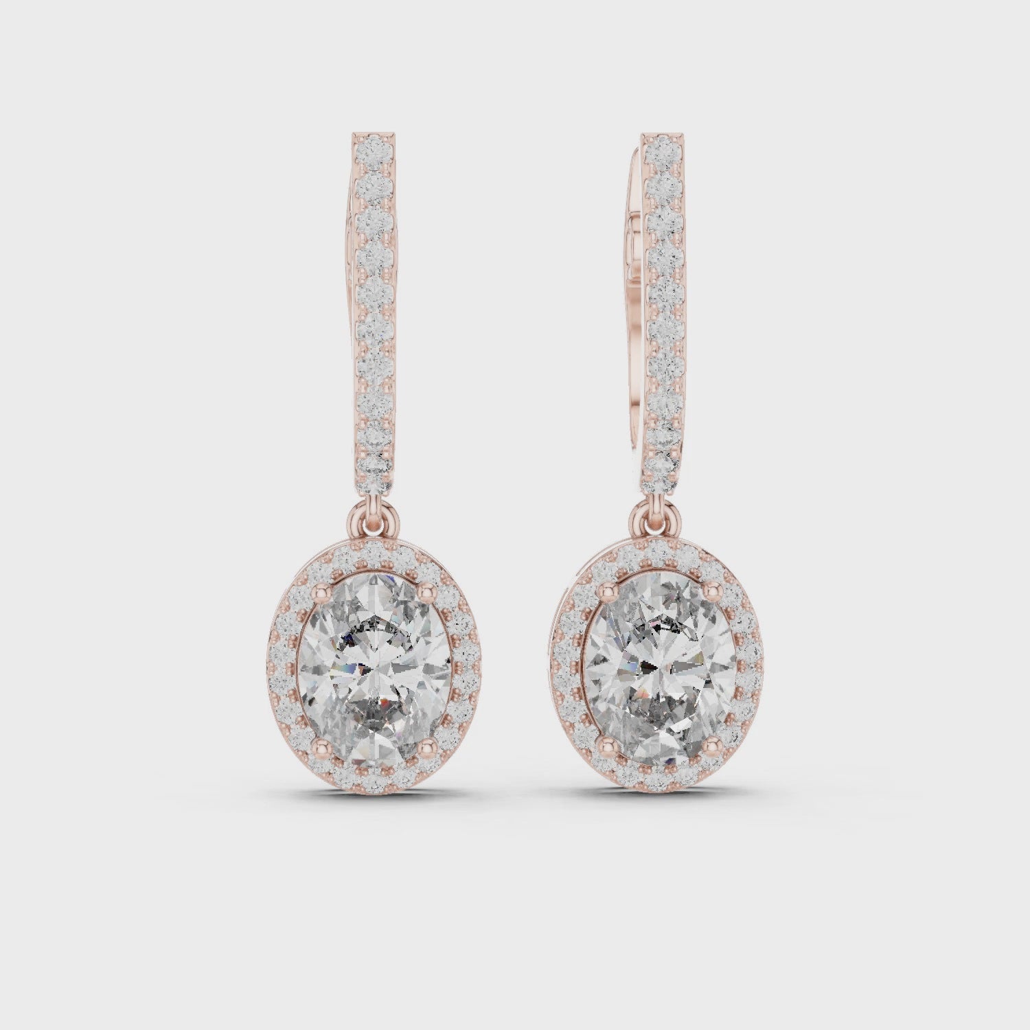 Luxury Oval Diamond Drop Earrings in 18K Gold