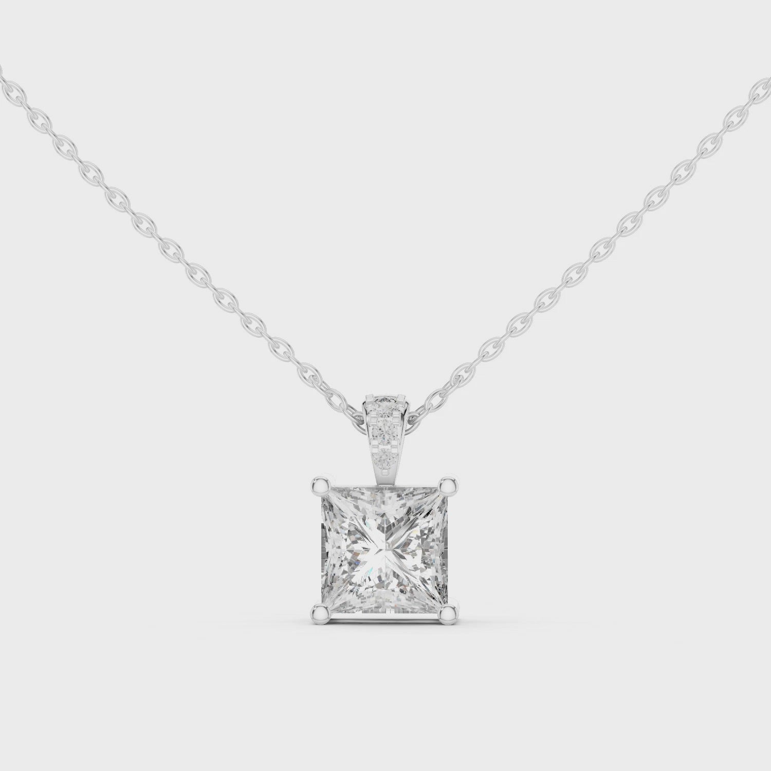 Princess Cut Diamond Pendant Necklace in 18K Gold