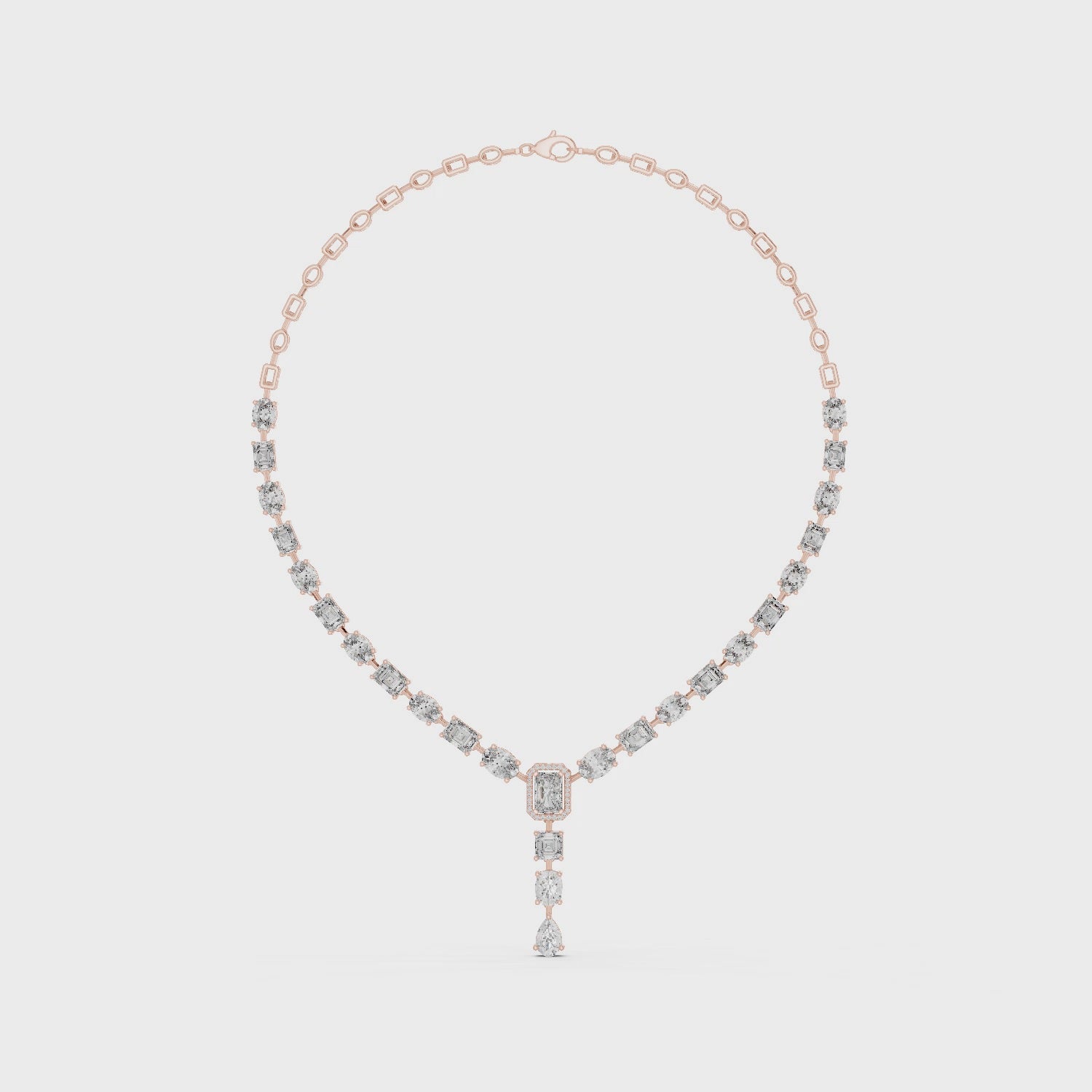 Radiant Oval & Pear Diamond Drop Necklace