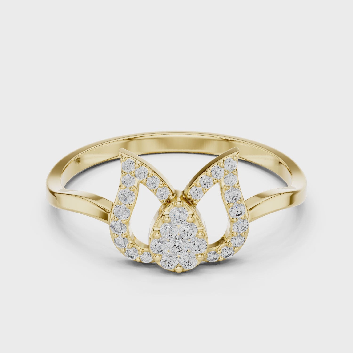 Luxury Lotus Diamond Designer Ring in 14KT Gold