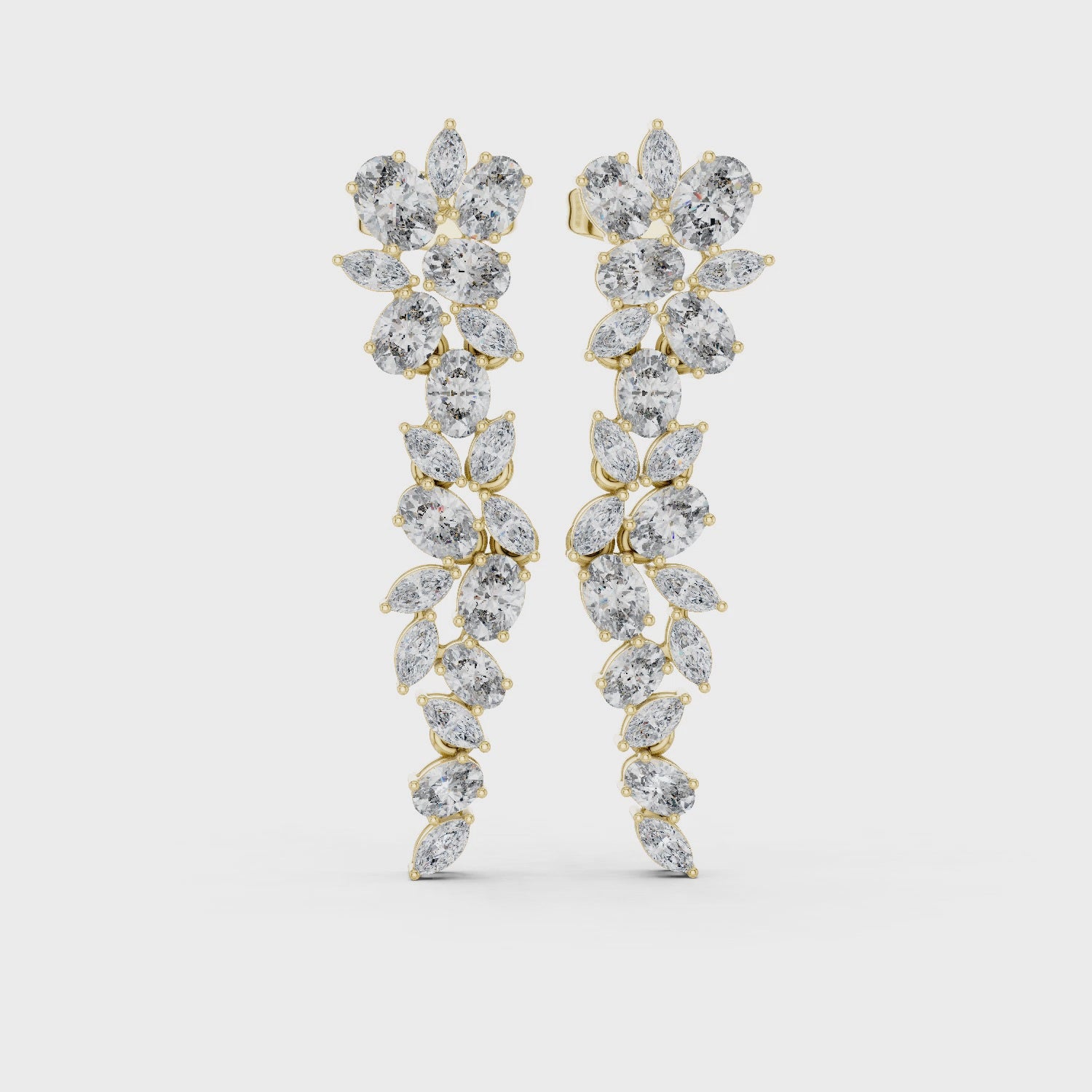 Elegant Marquise & Oval Diamond Drop Earrings in Fine Metal