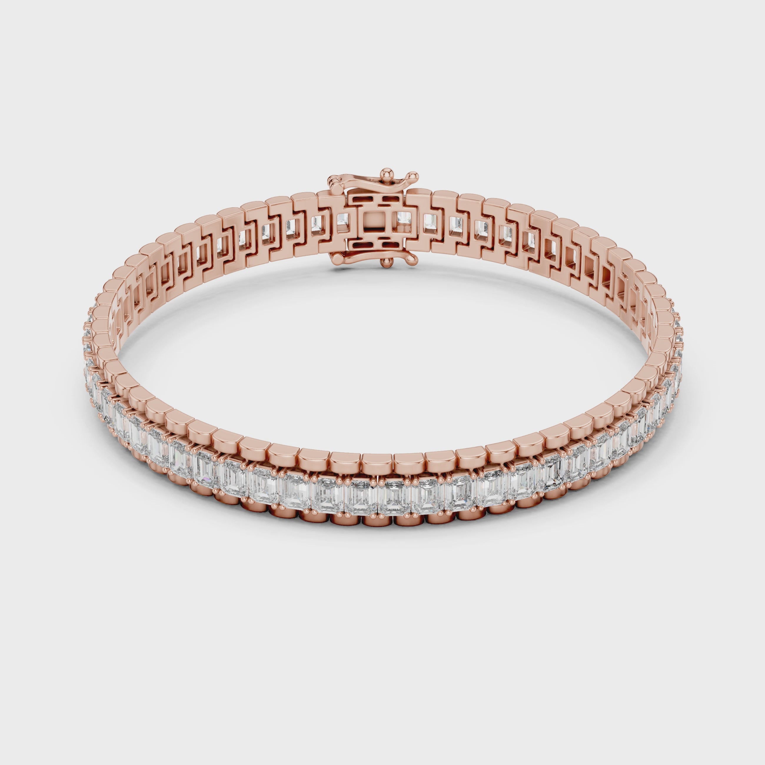 Luxury Emerald Cut Diamond Tennis Bracelet in 14K Gold