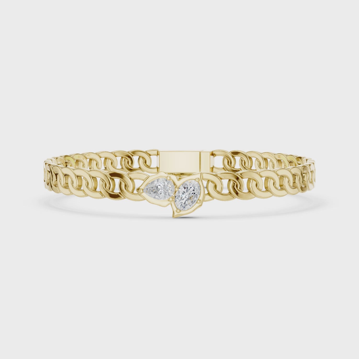 Luxury Diamond Link Bracelet with Pear & Oval Centerpiece